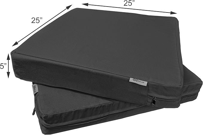 2 Pack 25X25X5 Inch Outdoor Water-Resistant Cushion Pillow Replacement Covers Only with Zipper for Patio Furniture, Sofa, Loveseat, Deep Seat Chair in Space Gray Color