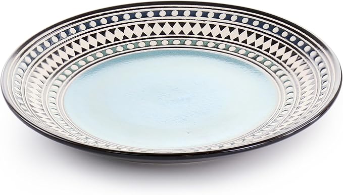 Elama Blue Sage 16 Piece Double Bowl Stoneware Dinnerware Set in Blue