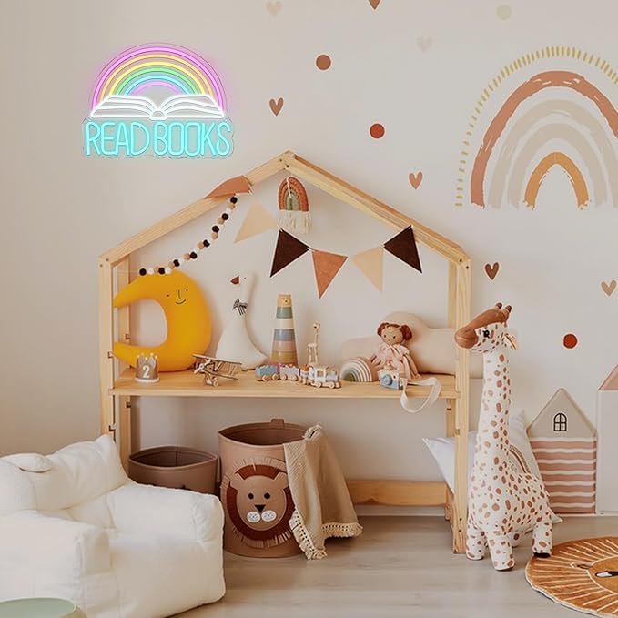 Read Books Neon Sign Book Neon Light Colorful Rainbow Neon Light sign Read More Books Neon Signs Library Classroom Reading Room Bookstore Bookish Decoration Kids Gifts