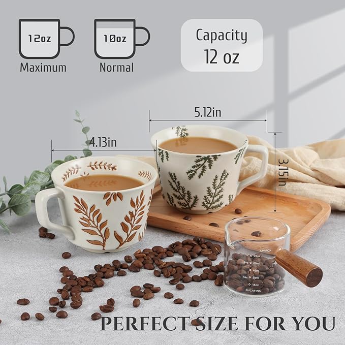 Ceramic Coffee Mug, 12 oz Novelty Unique Teacup with Large Handle, Stoneware Cup for Tea Mocha Latte Cappuccino Espresso (Butterfly)