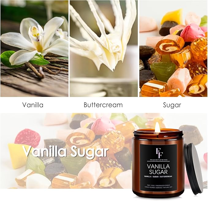Vanilla Sugar Scented Candles for Home, Mother's Day Gifts Soy Wax Candle Aromatherapy Candles Gift for Women Men, 7oz