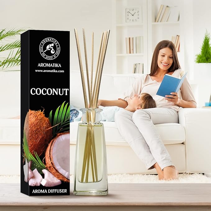 Reed Diffuser Monoi de Tahiti and Coconut - 2x3.4 Fl Oz - Reed Diffuser - Room Fragrance - Home Fragrance - Air Freshener - SPA - Home - Office - Fitness Club