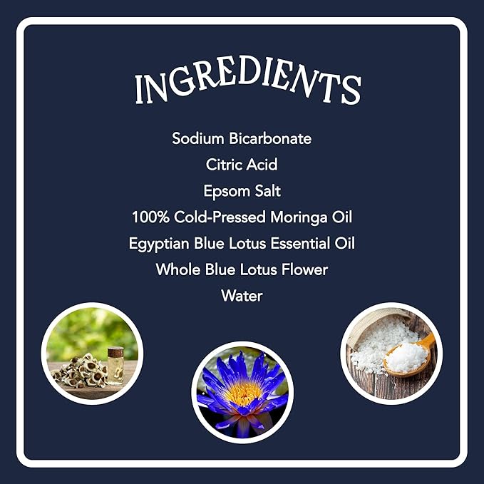 Blue Lotus Bath Bomb – Relaxing Spa-Grade Bath Soak with Calming Aromatherapy & Soothing Experience, Sleep Support, Meditation | 1 Pack