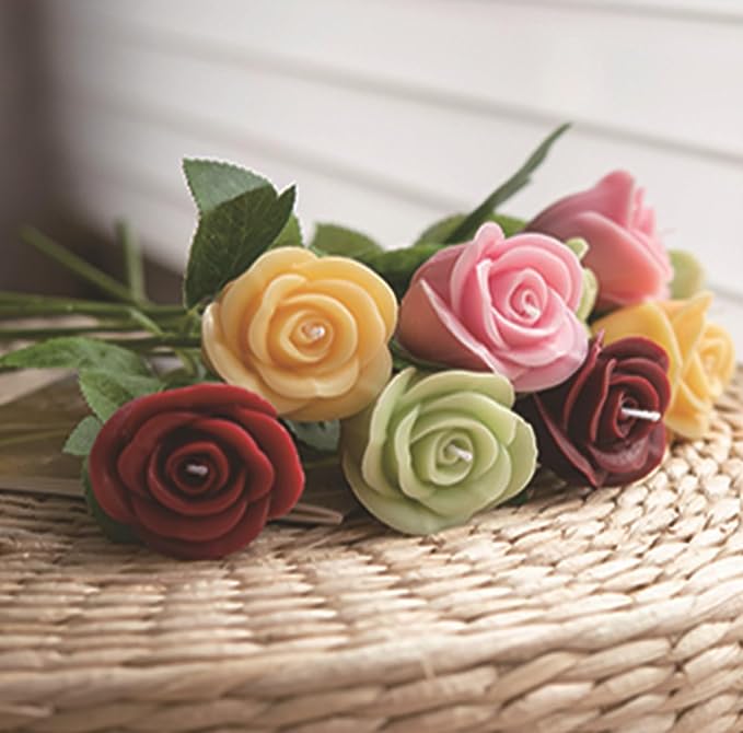 Rose Flower Shape Aesthetic Scented Candle,50G Handmade Carved Flower Clusters Soy Wax Aroma Decorative Art Candle for Table Photo Prop Valentine's Day Wedding Birthday (Pink)