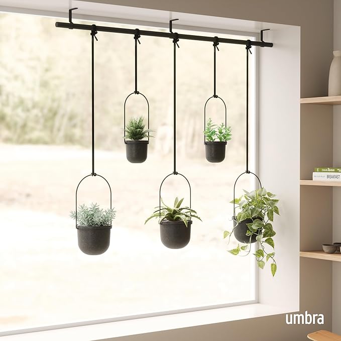 Umbra Triflora Hanging Planter, Set of 5, Black