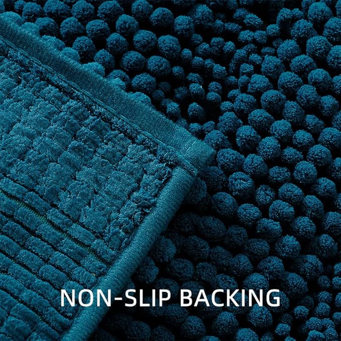 Bath Mat for Bathroom Ultra-Soft Machine Washable Rugs for Shower Room with Non-Slip Backing Shaggy Absorbent Luxury Chenille Bath Rug Perfect for Tub Sink Bedroom Door (16"x24", Cyan)
