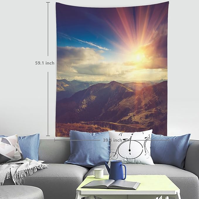 BaoNews Brown Natural Alpine Tapestry,Landscape Sunrise Large Wall Hanging Polyester Tablecloths Tapestry Bedroom Room Living Room Dorm 59.1 x 39.4 Inches