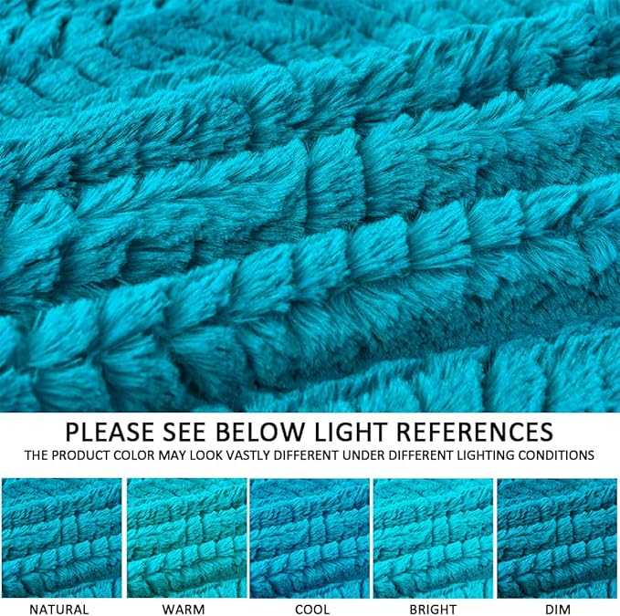 YUSOKI Luxury Double Sided Faux Fur Throw Blanket(Without Pillows),Turquoise Soft Fuzzy Fluffy Cozy Blanket Aqua Plush Blanket for Couch Bed Sofa Women Teen Girls Gift(Teal,50" x 63")