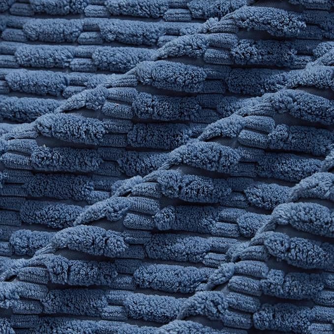 Fancy Homi 4 Packs Dusty Blue Decorative Throw Pillow Covers 22x22 Inch for Living Room Couch Bed Sofa, Rustic Farmhouse Boho Home Decor, Soft Plush Striped Corduroy Square Cushion Case 55x55 cm