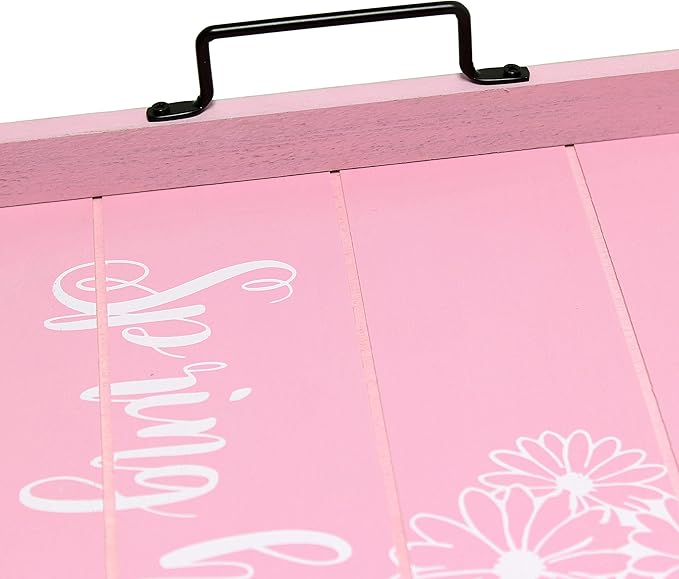 Elegant Designs HG2000-LPS Decorative Wood Serving Tray w/Handles, 15.50" x 12", Spring has Sprung