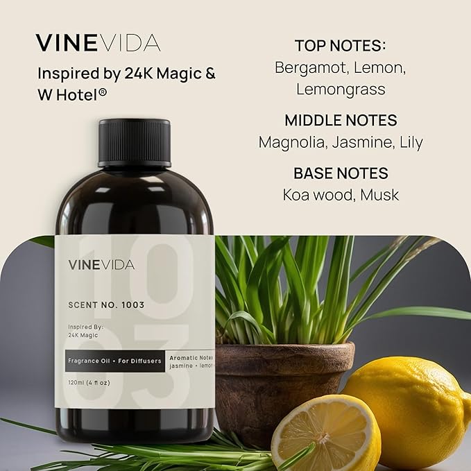 VINEVIDA (Pack of 4) Hotel Fragrance Collection Diffuser Oil - Hotel Scents Diffusers for Home - Cold Air Diffuser Oil - Hotel Scent Essential Oil, Diffuser Scents No. 1000, No.1001, No.1007, No.1003