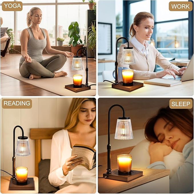 Candle Warmer Lamp with Timer Dimmer, Adjustable Height Candle Wax Warmer Warming Lamp with 2x50W Bulbs for Scented Candles for Housewarming Bedroom Home Decor Mom Women Family