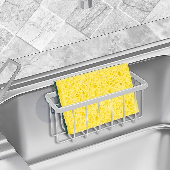 Sponge Holder for Kitchen Sink,Sink Sponge Holder,Sink Caddy (Mat Silver)