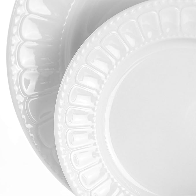 Elama Charlotte 20 Piece Porcelain Dinnerware Set in White