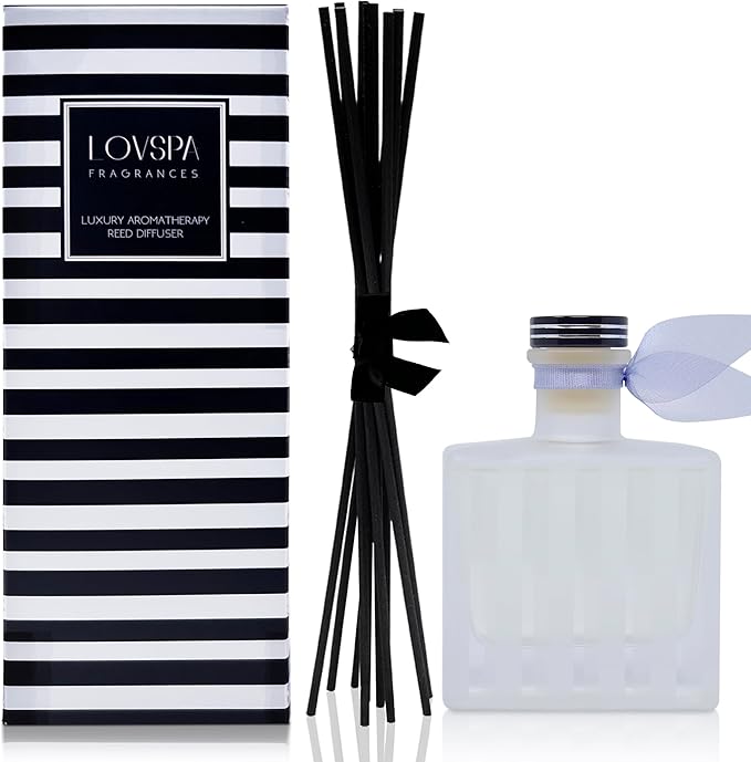 LOVSPA French Lavender Reed Diffuser Set - Scent Diffuser for Home with Long Lasting Fragrance - Non-Toxic Oil Reed Diffusers - Made in The USA