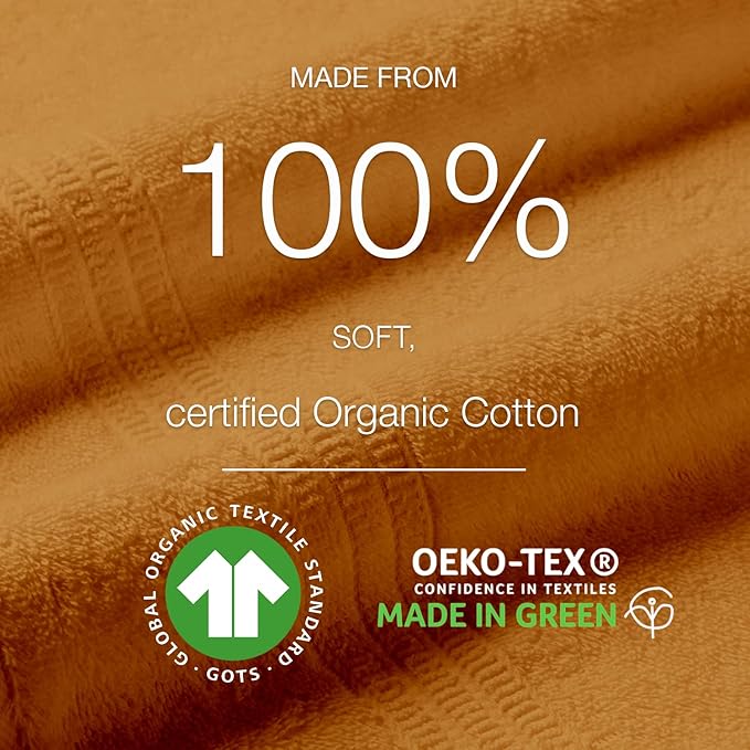 HOMELOVER 4 Piece Towel Set - 100% Organic Cotton 2 Bath Towels & 2 Hand Towels - 500 GSM, Hotel Quality, Soft, Highly Absorbent & Quick Drying Wash Towels for Kitchen & Bathroom (Sahara Brown)