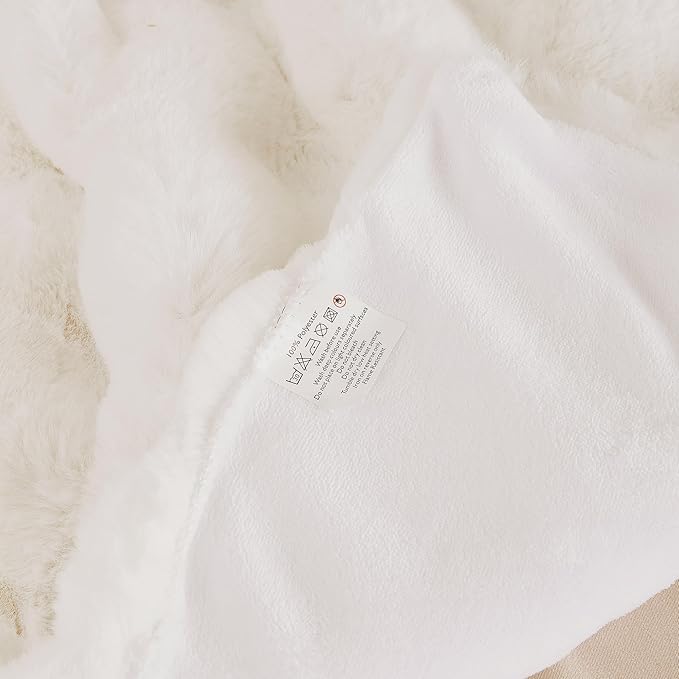 Light Beige Fuzzy Faux Fur Throw Blanket for Couch Bedroom Living Room Furry Soft Fluffy Bed 60x80 Thick Warm Blanket for Winter Home Gifts 860 GSM