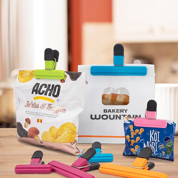 11Pcs Chip Bag Clips, Bag Clips for Food Storage, Snack Bag Clips for Chips and Other Food Bags, Heavy Duty Sealing Clips for Home, Office and More