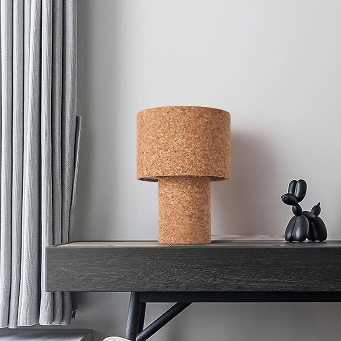 Rustic Small Table Lamp with Natural Bark Linen Lamp Shape, Farmhouse Bedside Lamp for Nightstand, Side Table Lamp for Kitchen, Office, Reading Desk, 12.2 Inch, E26 Socket, ON/Off Switch