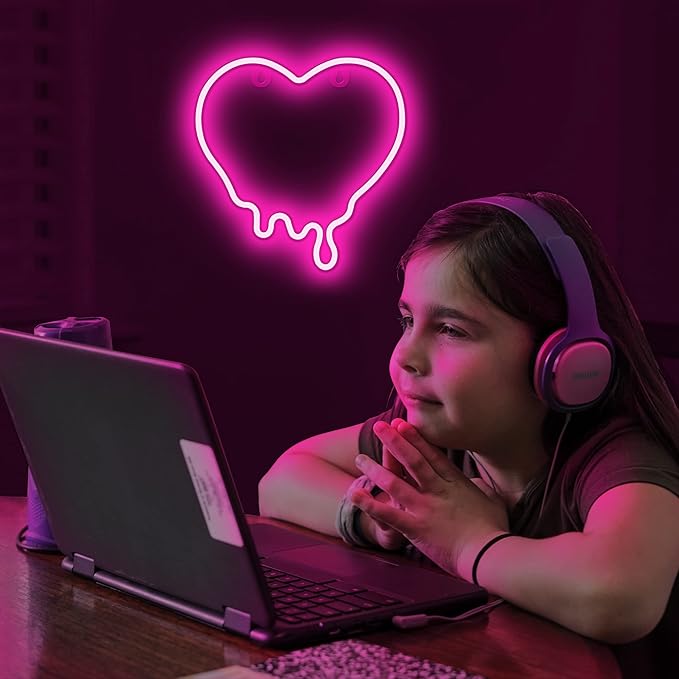 Lumoonosity Heart Neon Sign - Melt Heart Light - Pink, 8.7 x 8.7-inch LED Sign with On/Off Switch