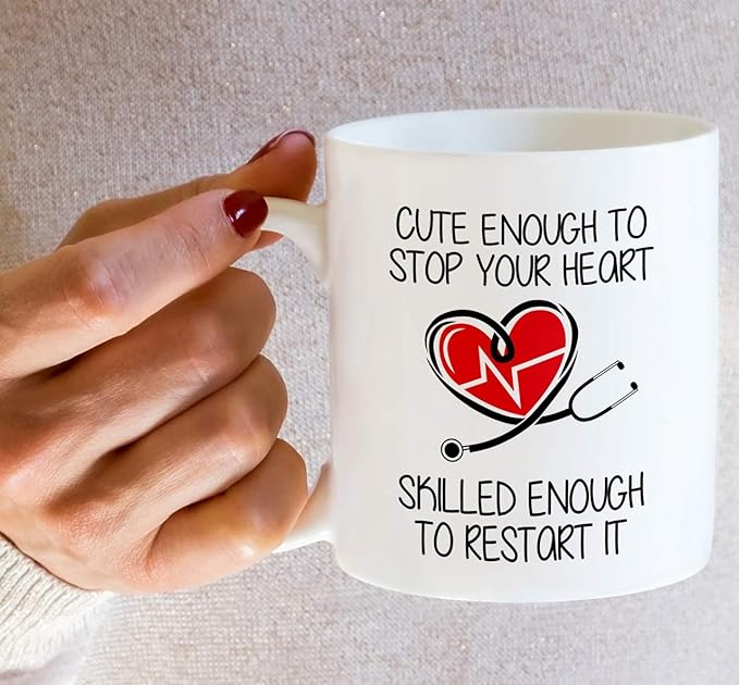 Retreez Funny Mug - Cute Enough To Stop Your Heart Skilled to Restart It Doctor 11 Oz Ceramic Coffee Mugs - Funny, Sarcasm, Motivational, Inspirational birthday gifts for medics, friends, coworkers