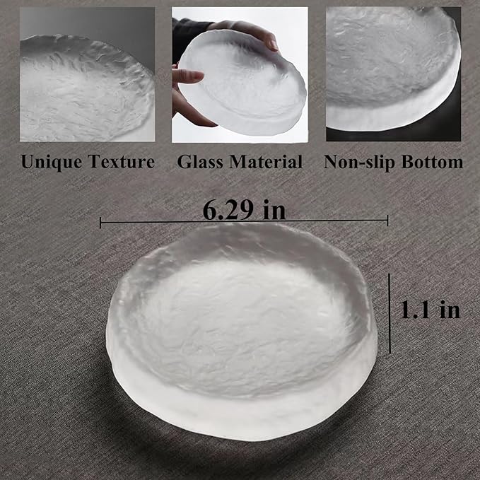 Crystal Jewelry Dish Tray, 6.29" Round Glass Trinket Dish for Vanity Small Decorative Trinket Dishes for Rings Earrings Necklaces Bracelet Watch Keys, Birthday Mother's Day Christmas for Women