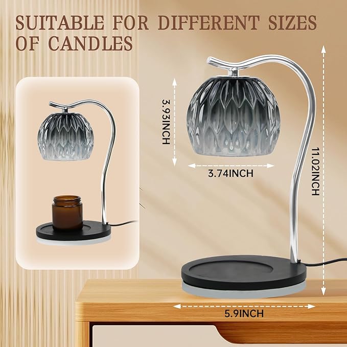 GEEZO Fragrance Candle Warmer Lamp,Electric Candle Warmer with Timer & Dimmer,Mom Christmas Birthday Gifts for Women, House Warming Gifts New Home Bedroom Decor