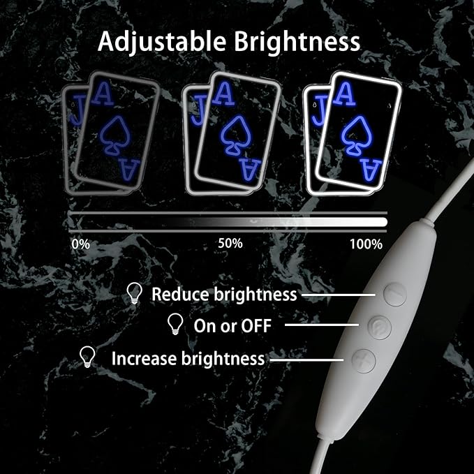 Gamerneon Playing Cards Neon Signs for Wall Decor Poker Teens Led Neon Light Blue White Usb Light Sign for Bedroom Casino Bar Hotel Play Room Birthday Party Decor