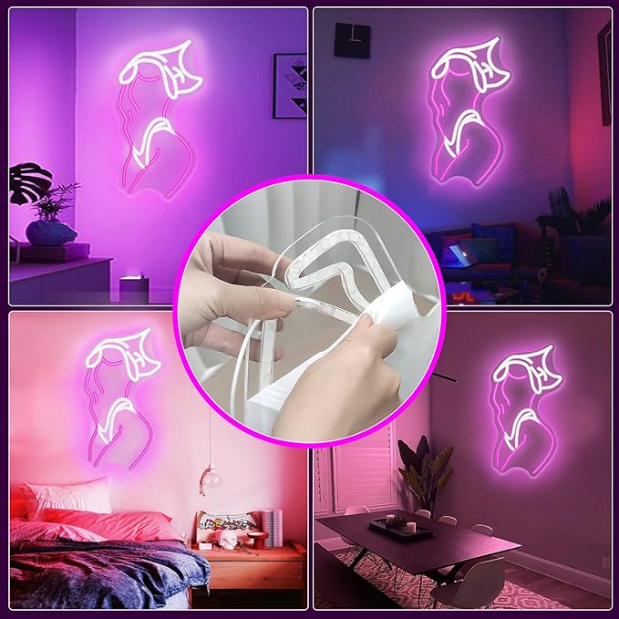 Lady Neon Signs Neon Signs for Wall Decor Pink White LED Light Sign for Preppy Room Decor Light Up Sign for Birthday Party Decoration USB Powered