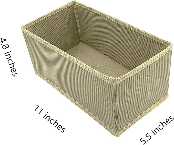 Socks Drawer Organizer Set of 3 Pack Khaki, Underwear Dividers, Closet Cabinet Dresser Wardrobe Storage Boxes for Panties Stockings Leggings