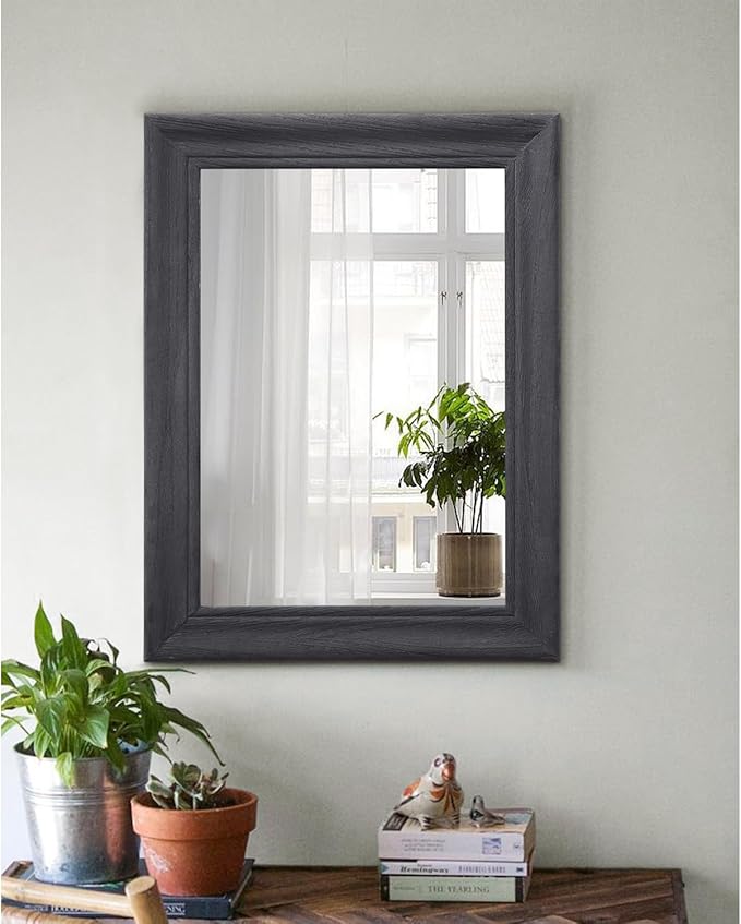 Retro Wall Mirror with Wood Frame Farmhouse Rectangle Hanging Mirrors Decorative for Bathroom Bedroom Living Room