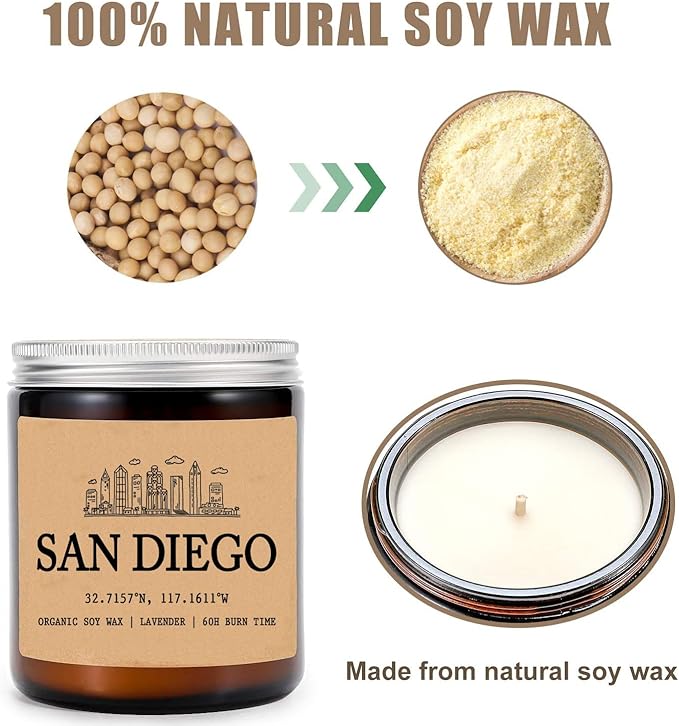 San Diego I California Scented Candle - Organic Soy Wax - Gift for Her - Gift for Him - New Home Gifts - Birthday Gift for Friend - National Park Gifts - State Candles