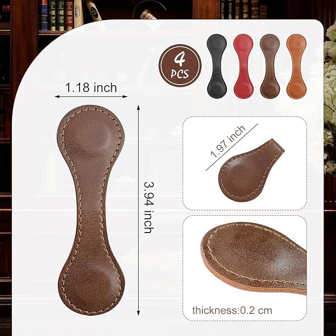Magnetic Bookmark, 4Pcs Personalized Leather Retro Bookmark Magnetic Page Markers for Book Lovers, Readers, Kids