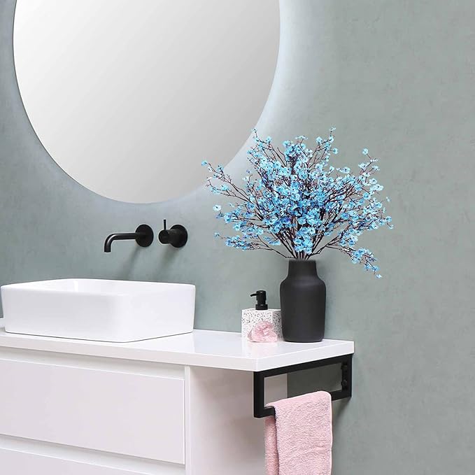 Uieke 30 Pcs Artificial Baby Breath Flowers Fake Blue Gypsophila Bouquets Faux Silk Flower Real Touch Flowers for Wedding Farmhouse Decor DIY Home Party Office Kitchen Hotel Bathroom Garden