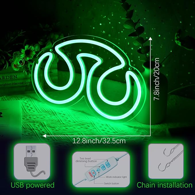 Gaming Scholar Neon Sign for Wall Decor, 12.8" x 7.8 ", Line Length 75", Dimmable, USB Powered, Green Neon Light for Bedroom, Game Room, Birthday Decorations
