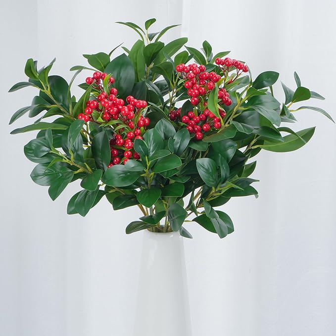 AILANDA Artificial Greenery Stems 32.3'' Long Stem Artificial Shrubs Plants Faux Eucalyptus Leaves Silk Greenery Stems Arrangement for Floor Vase Spring Floral Home Decor Wedding Table Centerpiece