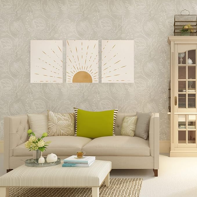 puthiac Boho Minimalist Wall Art - Framed Canvas Prints - Perfect for Modern and Neutral Home Decor, Bohemian Style - Ideal for Living Room, Bedroom, Bathroom and Office