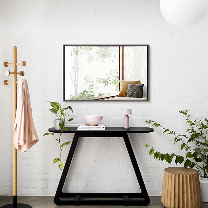 AAZZKANG Rectangular Metal Frame Mirror 28"x20" Retro Bathroom Bedroom Wall Mirrors Home Decor Large