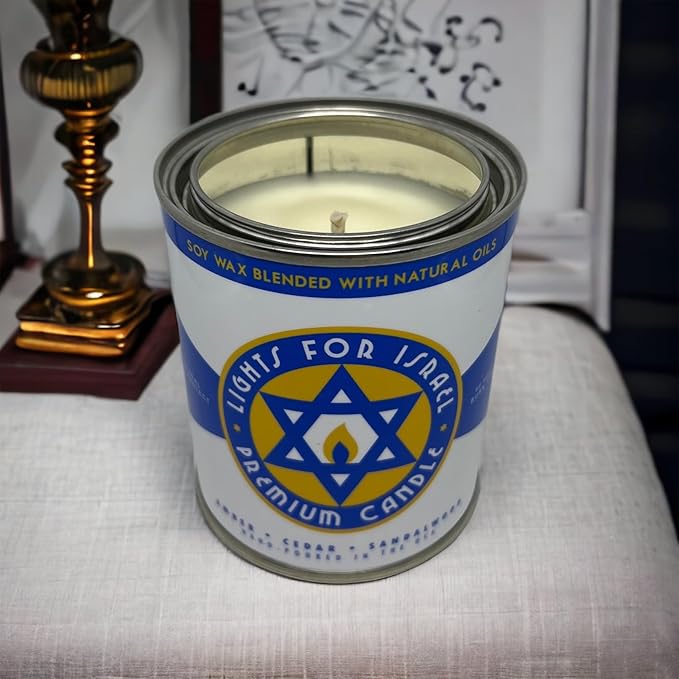 Long-Burning, One-Pint Premium Candles for Men | Vintage Inspired Oil Can Design | Soy Wax, Vegan Friendly, Made in The USA | Fury Bros. | Classically Cool (Lights for Israel)