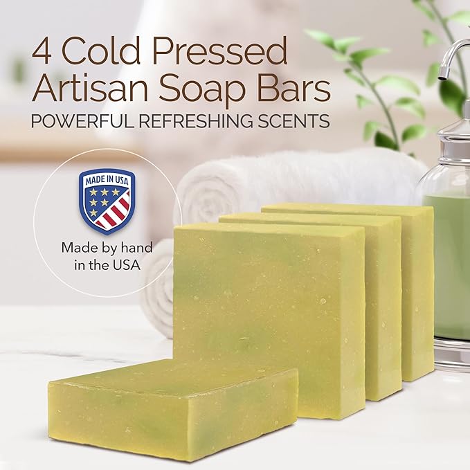 Handmade Natural Bar Soap Gift Set - Vegan Bath Moisturizing Artisan Scented Cold Process Soaps with Essential Oil - 4 Pack (Tangerine Grapefruit)
