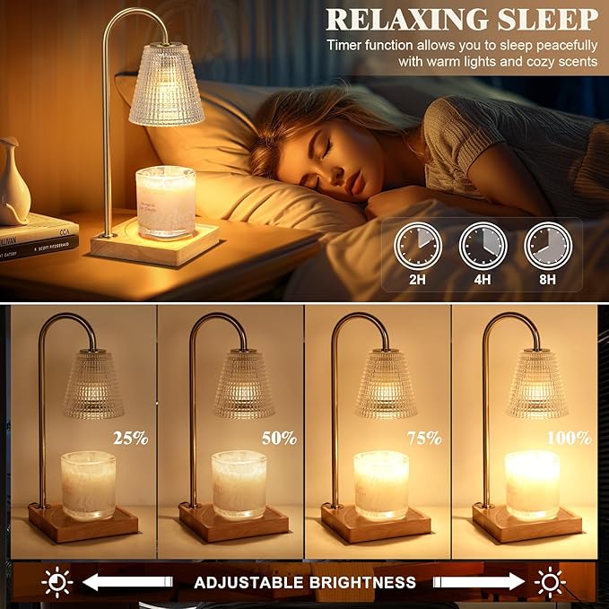 Hong-in Candle Warmer Lamp with Timer Dimmer,Birthday Gifts for Women Mom,House Warming Gifts New Home Room Decor,Wax Warmer for Scented Wax Jar Candles with Unique Dotted Lampshade