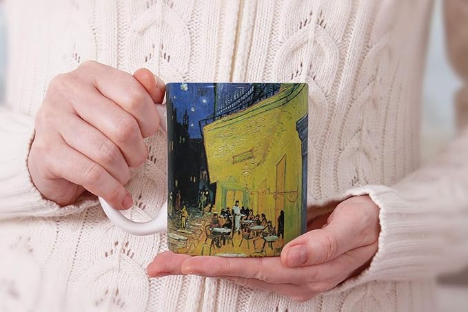 MUGBREW Classic Art Cafe Terrace At Night Vincent Van Gogh Ceramic Coffee Mug Tea Cup, 11 OZ
