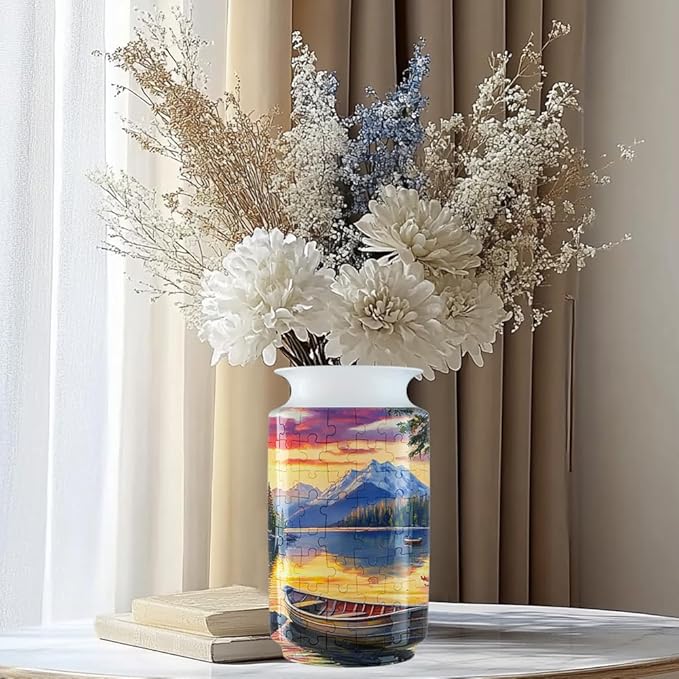 3D Puzzle Vase Unique Flower Vase for Adults Made by 162 Crved Plastic Puzzle, Relax Puzzles for Adults, DIY Jigsaw Creative Gift for Parents & Housewarming