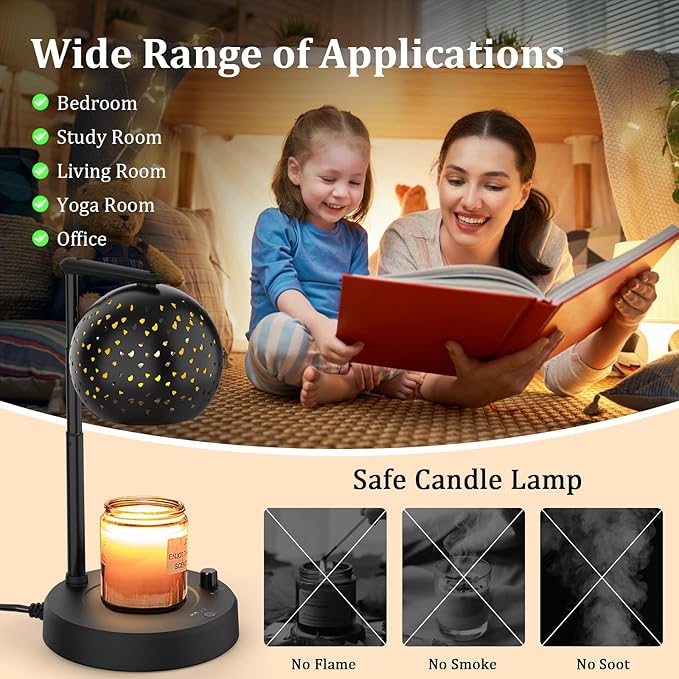 Candle Warmer Lamp, for Mom Women, Candle Warmer with Timer and Dimmer, Electric Wax Melt with 2 Bulbs, Housewarming Gifts New Home Room Decor