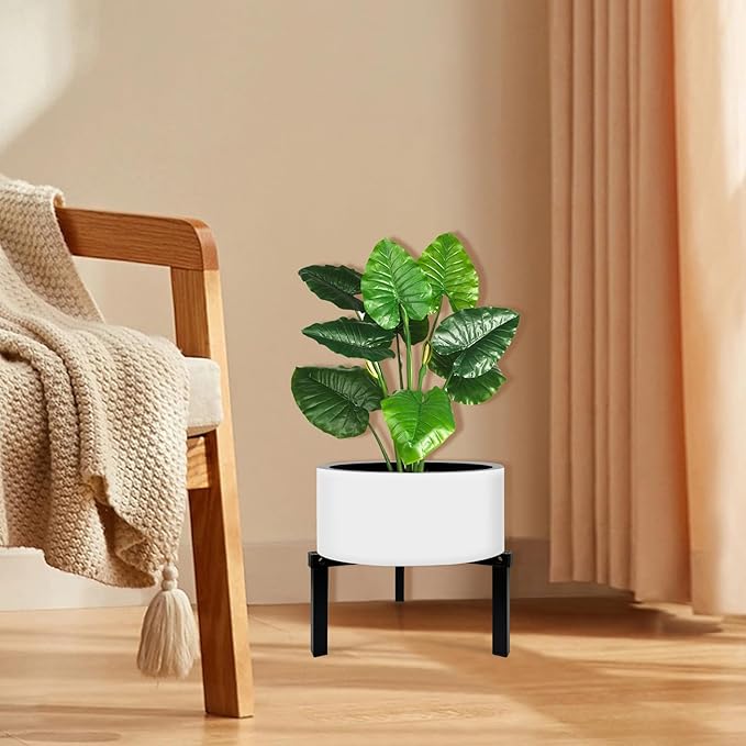 Three Legs Adjustable Metal Plant Stand for 5"-10" Plant Pot – Indoor & Outdoor (Black, 1 Pack)