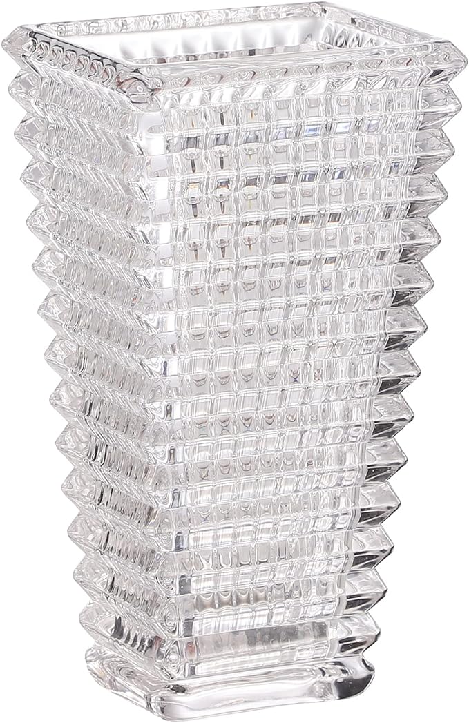 MCMCNCUIU Crystal Vase, Large Crystal Vases for Flowers, Large Flower Vase, Modern Clear Vases for Living Room, Bedroom, Kitchen, Dining Table, Mantle, Wedding, 9 Inches