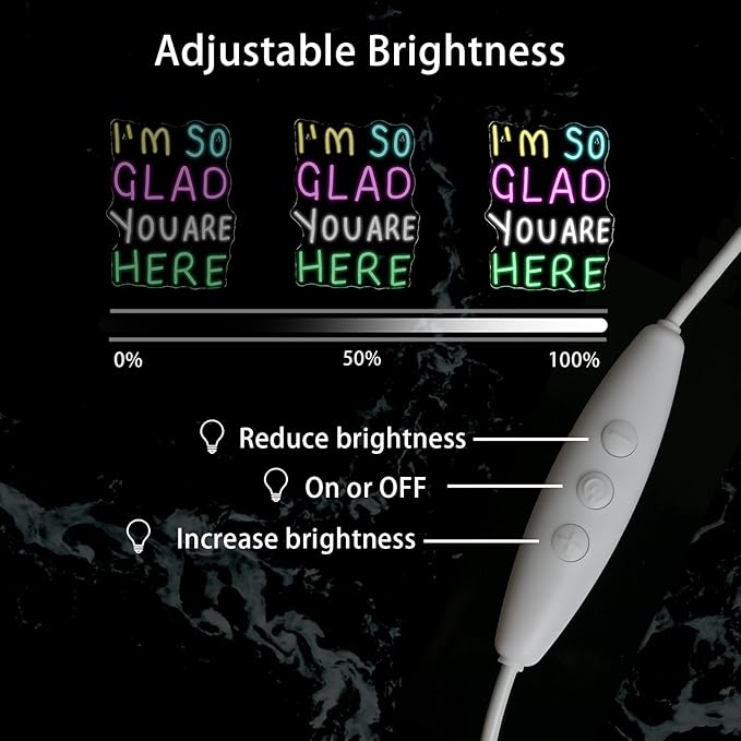 I'm So Glad You Here Neon Sign Home Led Neon Lights for Wall Decor Light Up Signs For Kids Room Welcome for Classroom Neon Light Up Sign School Opening Ceremony Decorations Gifts