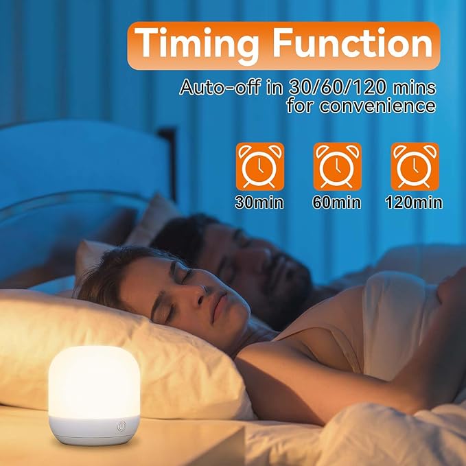 SUNMORY Rechargeable Night Light, Table Lamp for Bedroom, Dimmable Bedside Lamp with Magnetic Charging Station, Small Nightstand Lamp, LED Night Lights with 12 RGB Colors, Timer & Remote Control