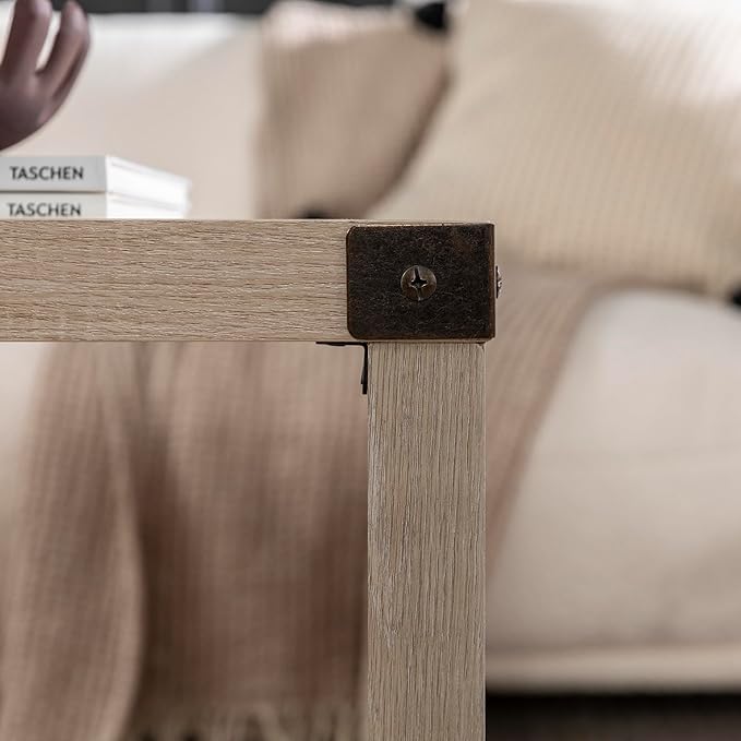 Walker Edison Sedalia Modern Farmhouse Metal X Coffee Table, 40 Inch, White Oak