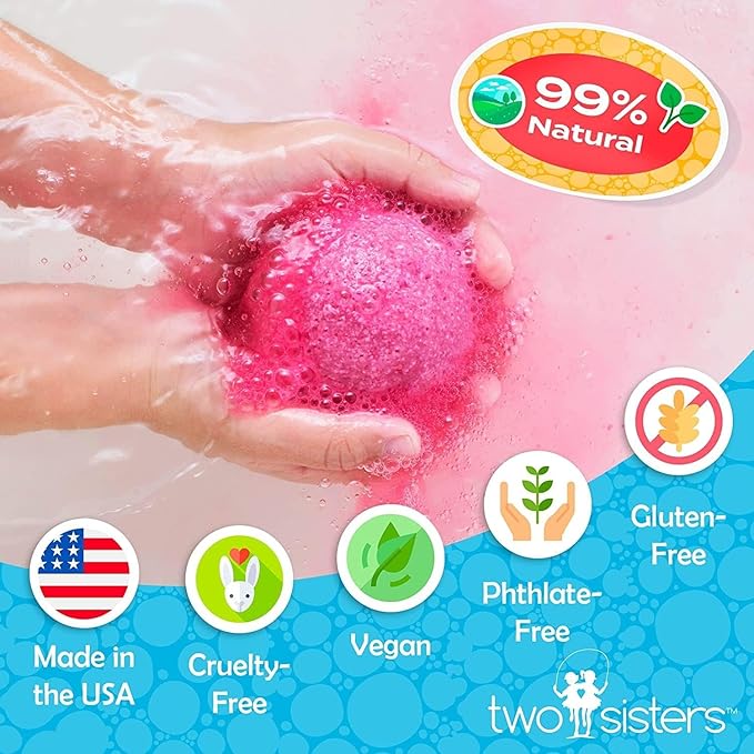 Ninja Bath Bombs for Kids with Surprise Toy Inside - Large Red Bubble Bomb and Fizzies, Gentle and Safe, USA Made - Ideal Gift for Boys and Girls by Two Sisters